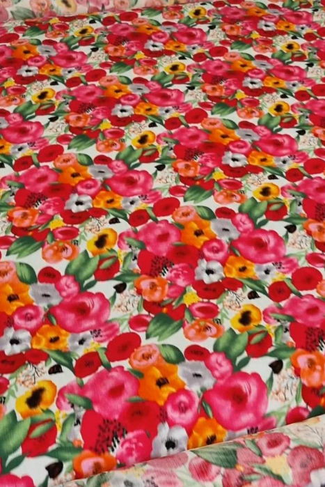 Fusta lunga cu buzunare fucsia si imprimeu floral [2]