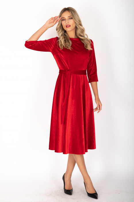 Rochie din catifea cu sclipici rosie [2]
