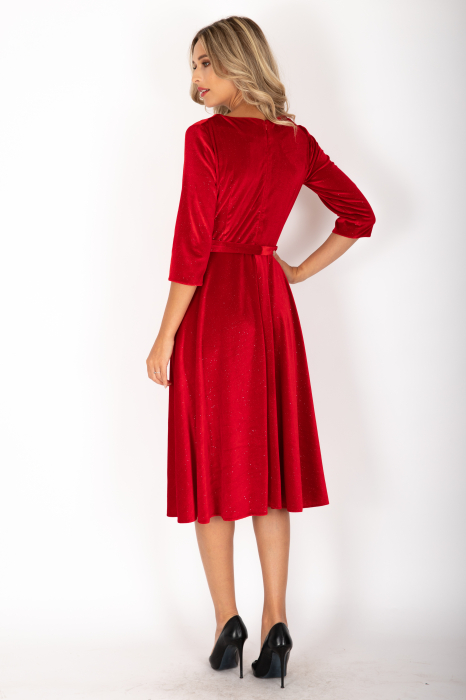 Rochie din catifea cu sclipici rosie [3]