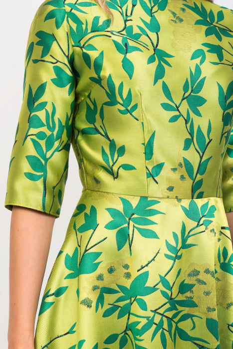 Rochie din brocart pe verde galben Roxy [3]