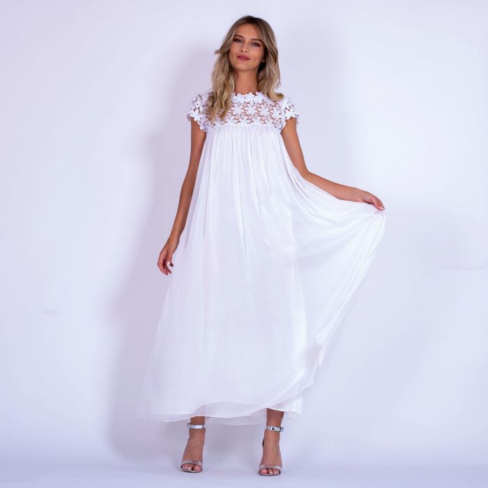 Rochie alba din voal White Silk [6]