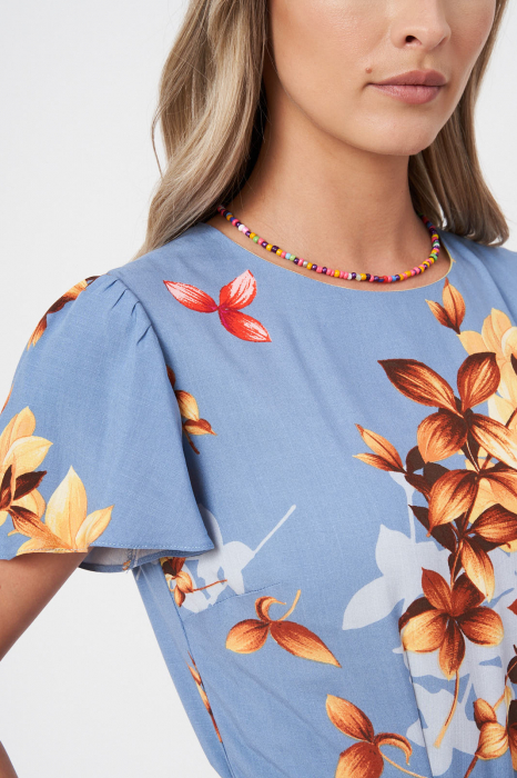 Rochie albastra Anna lunga cu imprimeu floral [6]