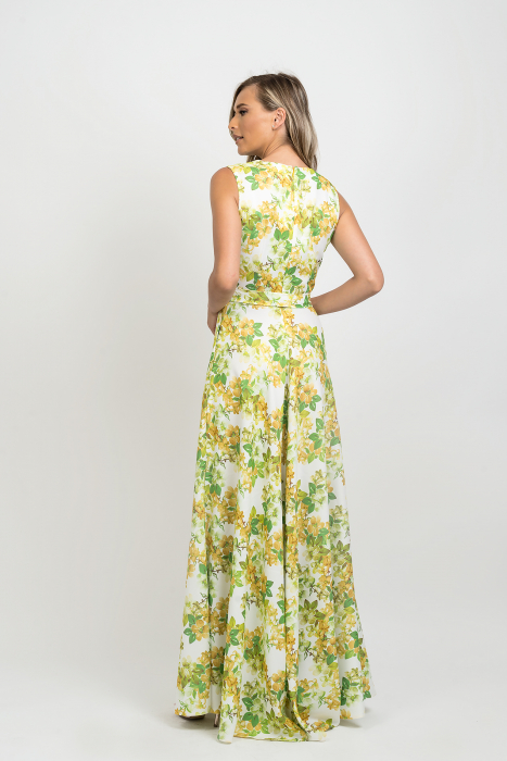 Rochie Amalia lunga cu buzunare si imprimeu floral [3]