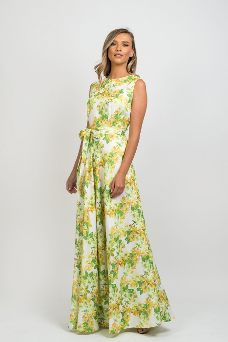 Rochie Amalia lunga cu buzunare si imprimeu floral [2]