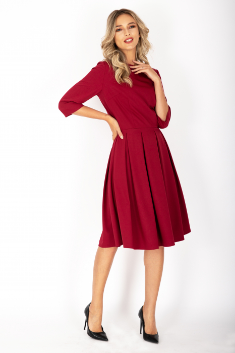 Rochie cu pliuri si buzunare bordeaux [2]