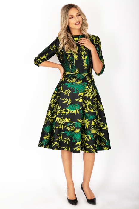 Rochie din brocart pe verde Georgy [2]