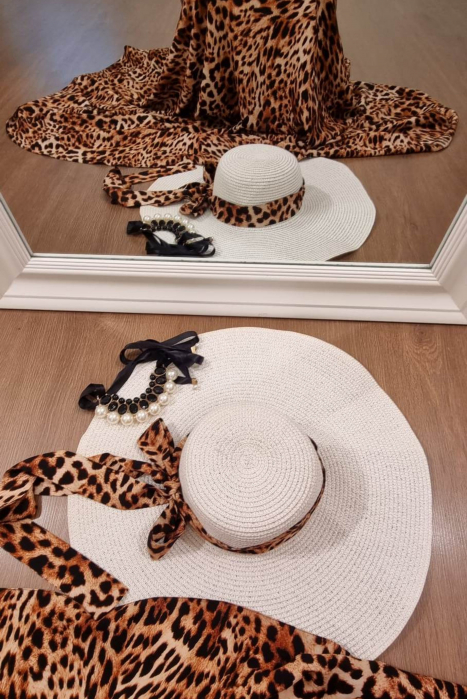 Rochie lunga maxi cu buzunare si imprimeu animal print [2]