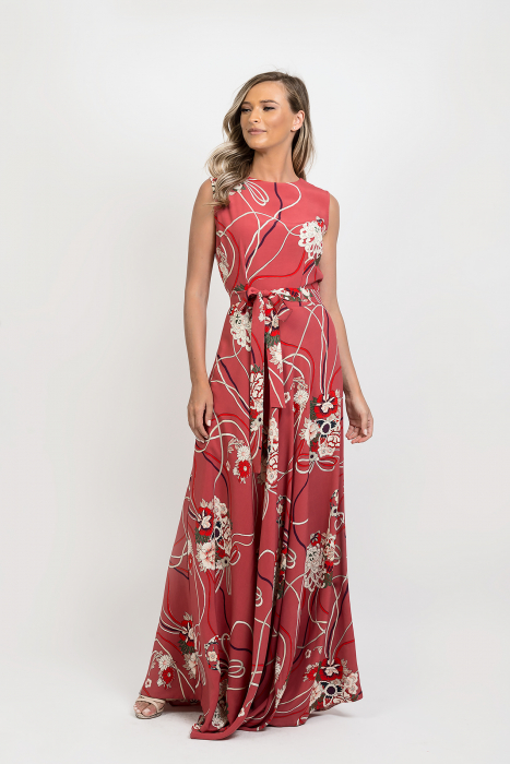 Rochie Sara lunga cu buzunare si imprimeu floral [2]