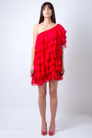 Rochie din matase asimetrica cu volane [1]