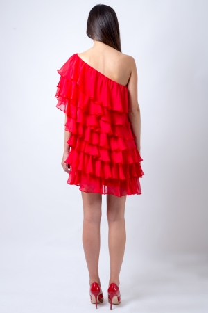 Rochie din matase asimetrica cu volane [2]