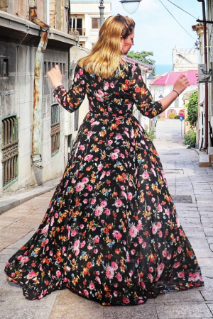 Rochie Maxi neagra Flowers [3]