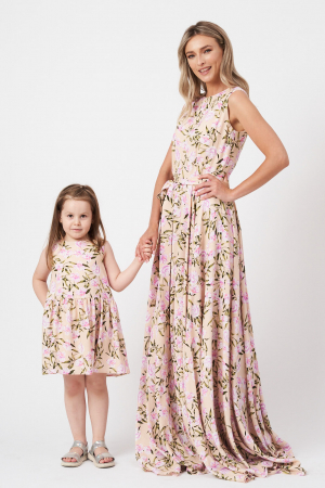 ROCHII DE OCAZIE - Set mama fiica Pink Beige