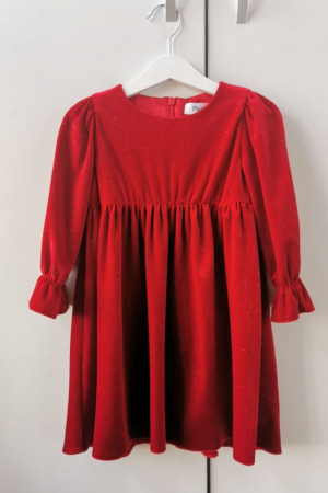 Rochita fetita din catifea cu sclipici Glow Red [0]