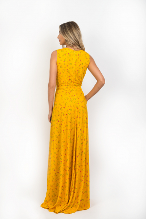 Rochie galbena Miliana lunga cu imprimeu floral [1]