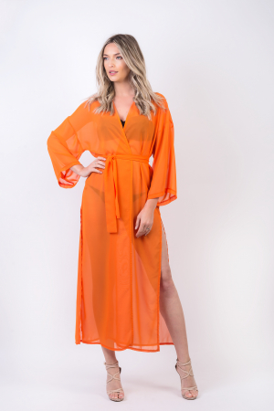 KIMONO / PAREO / COVER UP - Caftan plaja portocaliu