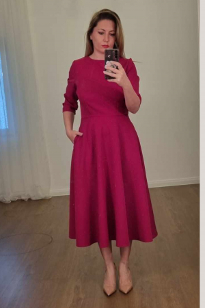 Rochia Magenta Chic cu buzunare si cordon detasabil [1]