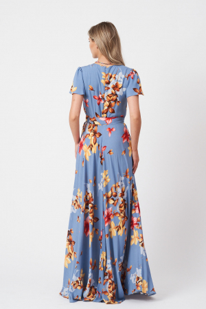 Rochie albastra Anna lunga cu imprimeu floral [3]
