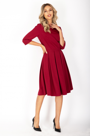 Rochie cu pliuri si buzunare bordeaux [1]