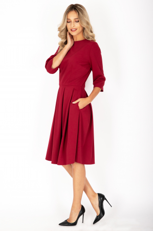 Rochie cu pliuri si buzunare bordeaux [2]