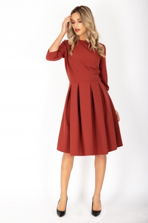Rochie cu pliuri si buzunare Brown Lady [1]