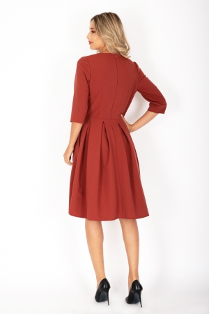 Rochie cu pliuri si buzunare Brown Lady [3]