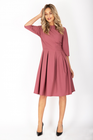 ROCHII - Rochie cu pliuri si buzunare Roz prafuit