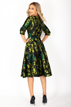 Rochie din brocart pe verde Georgy [3]