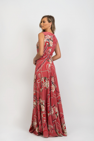 Rochie Sara lunga cu buzunare si imprimeu floral [2]