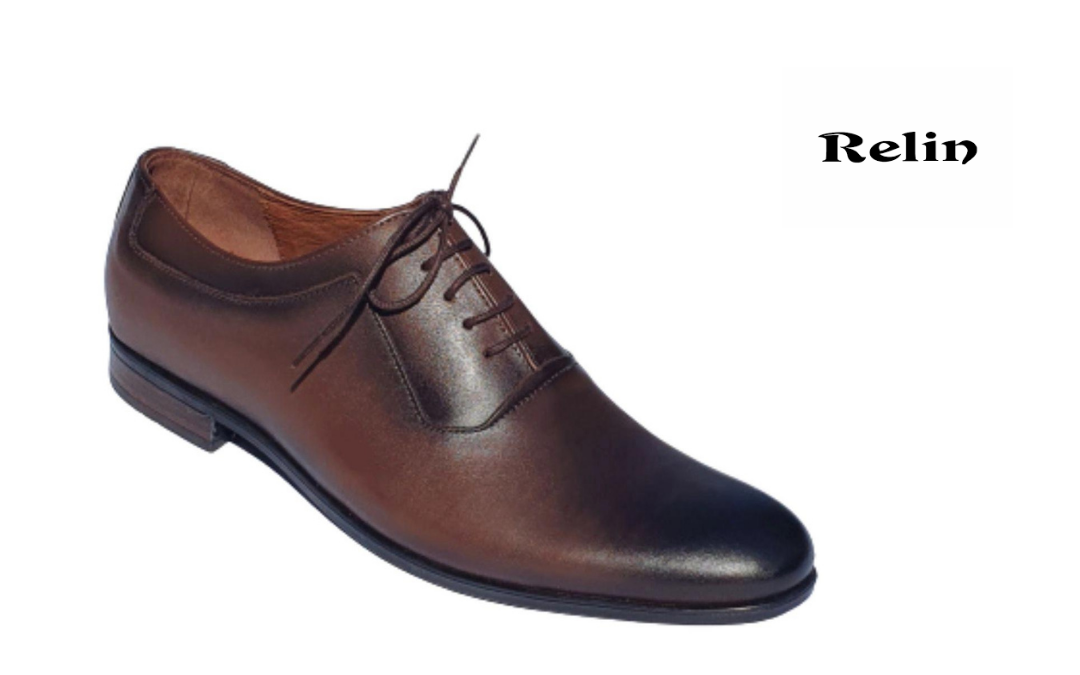 Pantofi eleganti barbatesti, din piele naturala maro, Relin