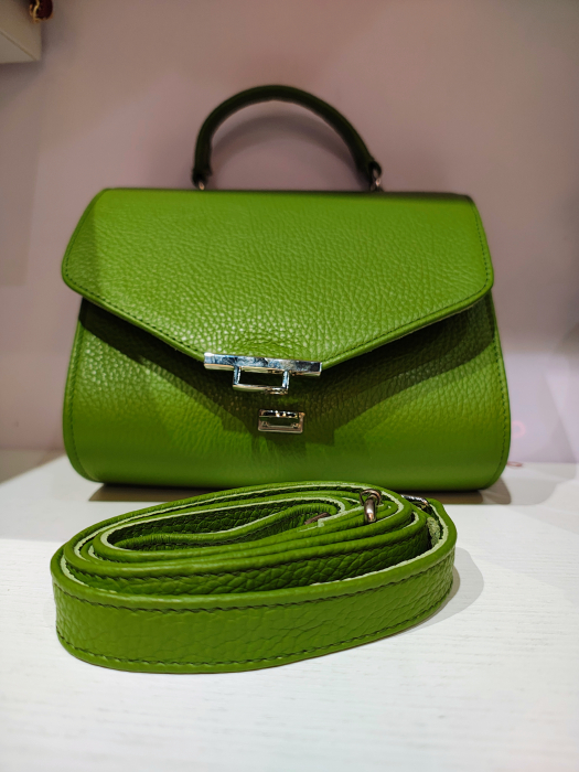 Geanta crossbody de dimeniuni mici Zea M296, piele naturala, verde lime [3]