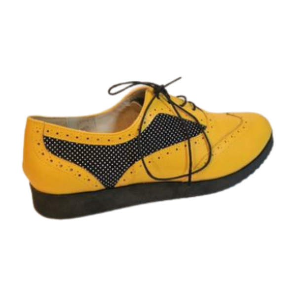 Pantofi casual dama Diane Marie P 120, talpa joasa, cu siret, piele naturala, galben [3]
