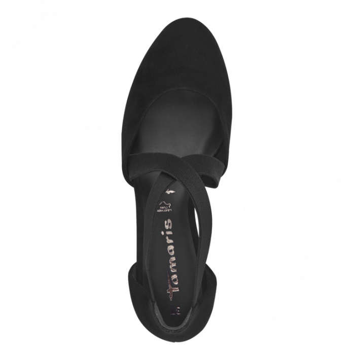 Pantofi cu toc gros si bareta Tamaris 1-22307-42, piele intoarsa, negri [4]
