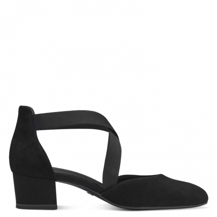 Pantofi cu toc gros si bareta Tamaris 1-22307-42, piele intoarsa, negri [5]