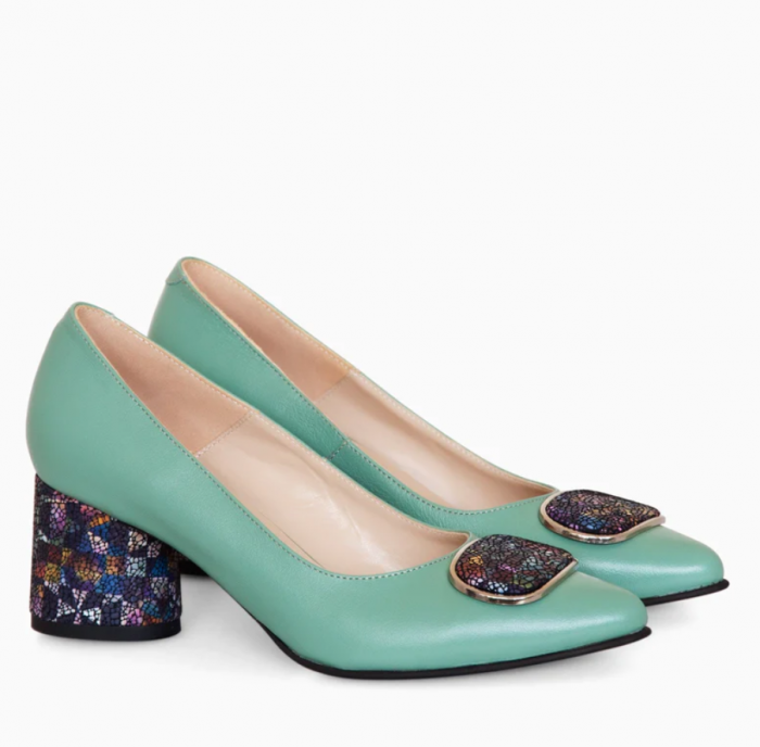 Pantofi eleganti din piele naturala cu toc gros Diane Marie P226, vernil [2]