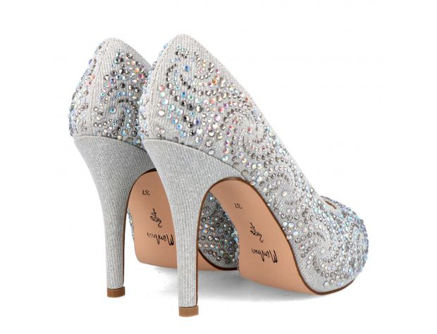 Pantofi eleganti Menbur Grauson, argintii cu strasuri [4]