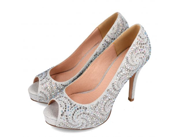 Pantofi eleganti Menbur Grauson, argintii cu strasuri [5]