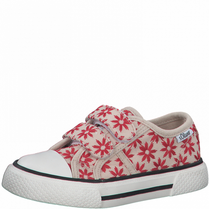 Incaltaminte sport pentru fete, s.Oliver 34202, material textil,  albi cu flori brodate [3]