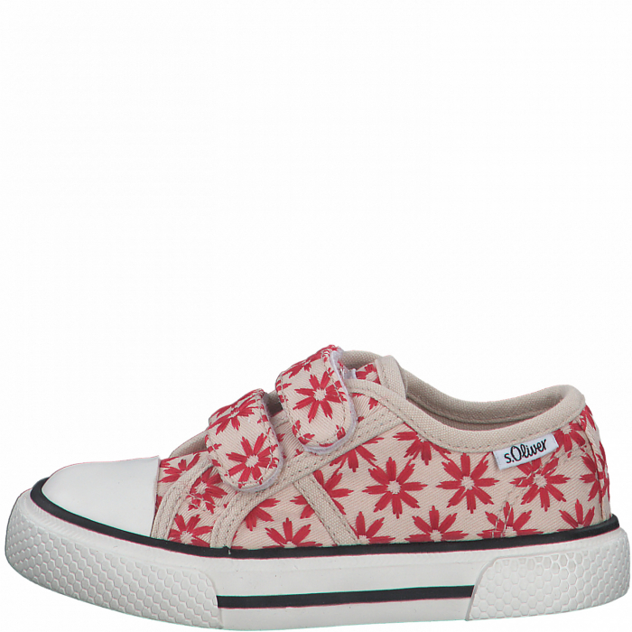 Incaltaminte sport pentru fete, s.Oliver 34202, material textil,  albi cu flori brodate [4]