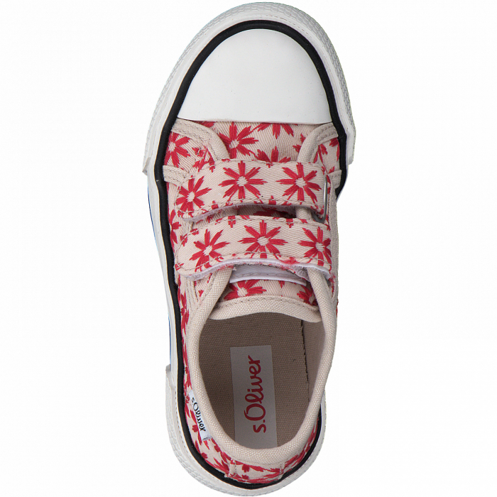Incaltaminte sport pentru fete, s.Oliver 34202, material textil,  albi cu flori brodate [5]