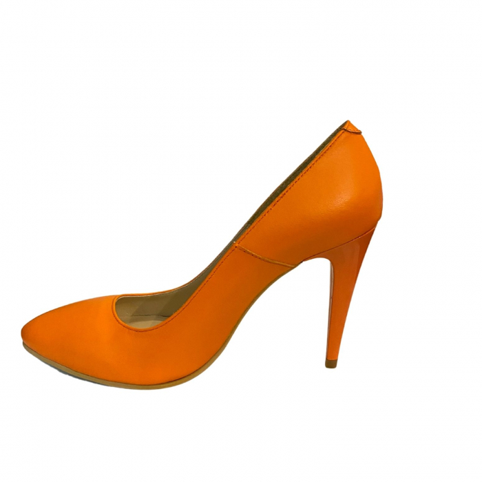 Pantofi stiletto Diane Marie P185, din piele naturala portocalie [2]