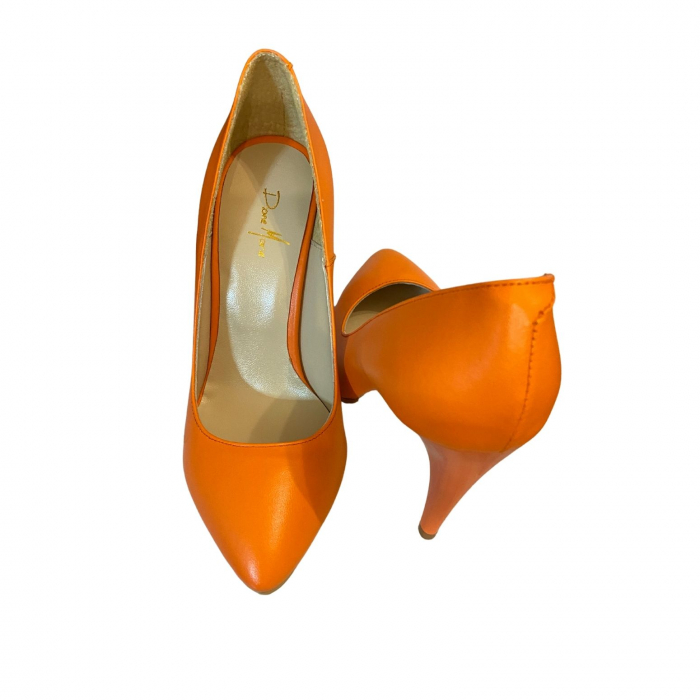 Pantofi stiletto Diane Marie P185, din piele naturala portocalie [8]