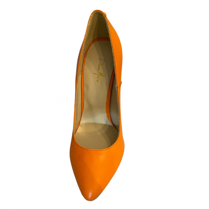 Pantofi stiletto Diane Marie P185, din piele naturala portocalie [5]