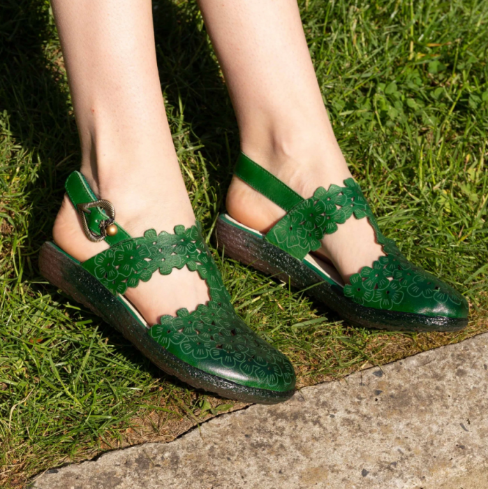 Sandale casual dama Laura Vita Gocno 226, piele naturala, verde [2]
