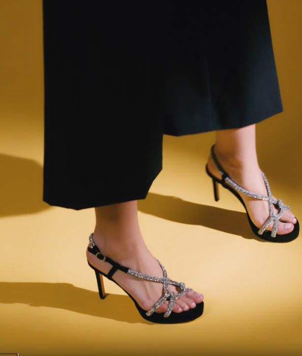 Sandale elegante  negre cu strasuri  Azarey 572 [4]