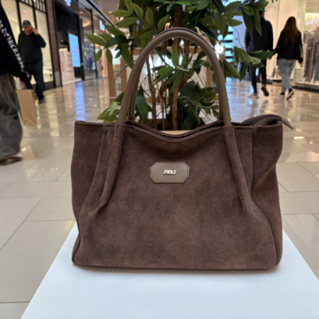 GENTI DAMA - geanta-shopper-dama-zea-piuele-intoarsa-cafeniu