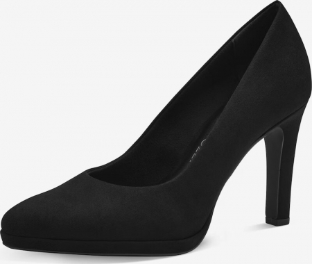 Marco Tozzi - Pantofi cu toc dama ,negri material textil
