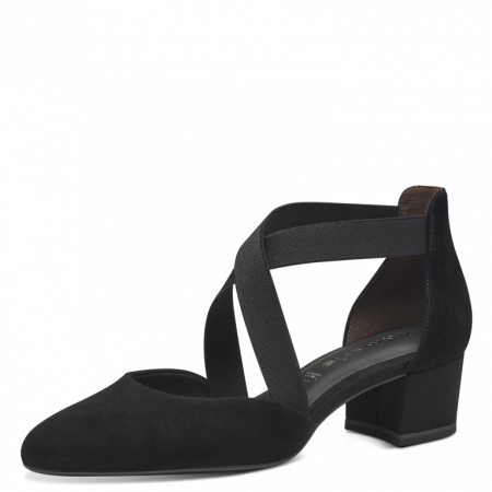 Pantofi cu toc gros si bareta Tamaris 1-22307-42, piele intoarsa, negri [2]