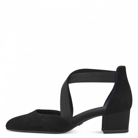 TAMARIS - Pantofi cu toc gros si bareta Tamaris 1-22307-42, piele intoarsa, negri