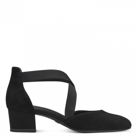 Pantofi cu toc gros si bareta Tamaris 1-22307-42, piele intoarsa, negri [4]