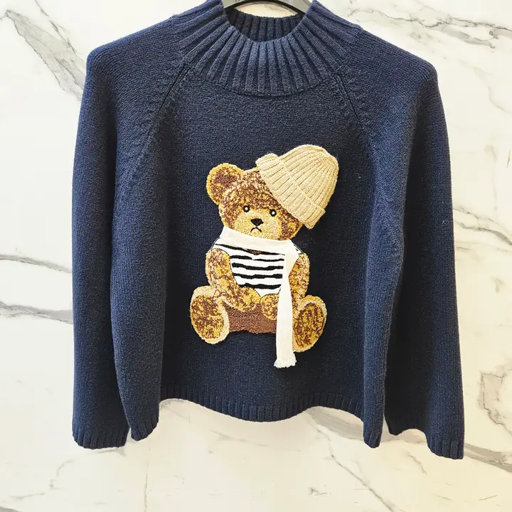 HAINE - Pulover tricotat cu guler înalt  Teddy Bear